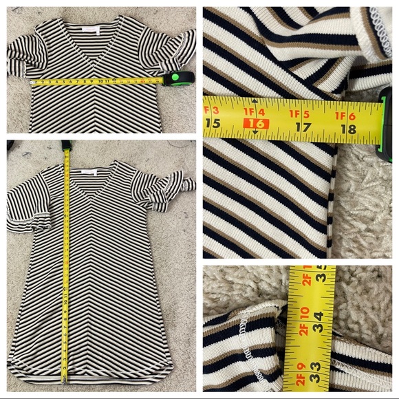 SEE BY CHLOE Striped Flutter-Sleeve V-Neck Short Dress - Picture 7 of 10